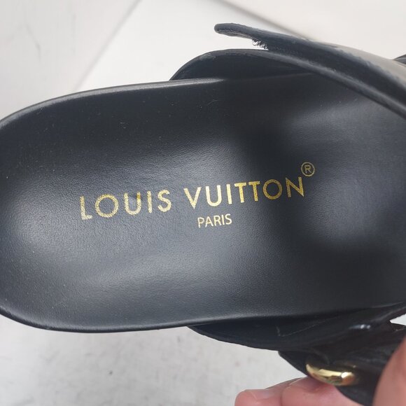 LOUIS VUITTON Black LV Monogram Bom Dia Flat Slide Sandal - Picture 7 of 14